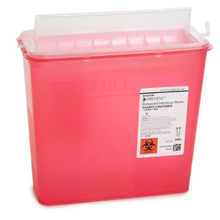 Load image into Gallery viewer, Sharps Container McKesson Prevent® Translucent Red Base 10-3/4 H X 10-1/2 W X 4-3/4 D Inch Horizontal Entry 1.25 Gallon